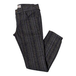 Free People Striped Jeans Womens 26 Geometric Cropped Skinny Boho Statement